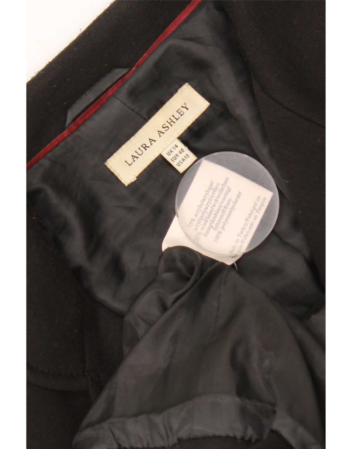 Giacca blazer a 4 bottoni da donna Laura Ashley UK 14 grande acrilico nero