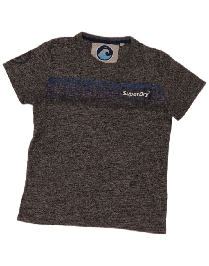T-shirt grafica da uomo Superdry Top XL in cotone chiazzato grigio