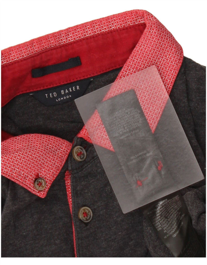 Polo da uomo Ted Baker XS in cotone color block grigio