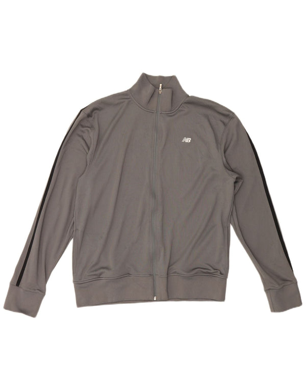 Giacca da ginnastica da uomo New Balance, grande, in poliestere grigio