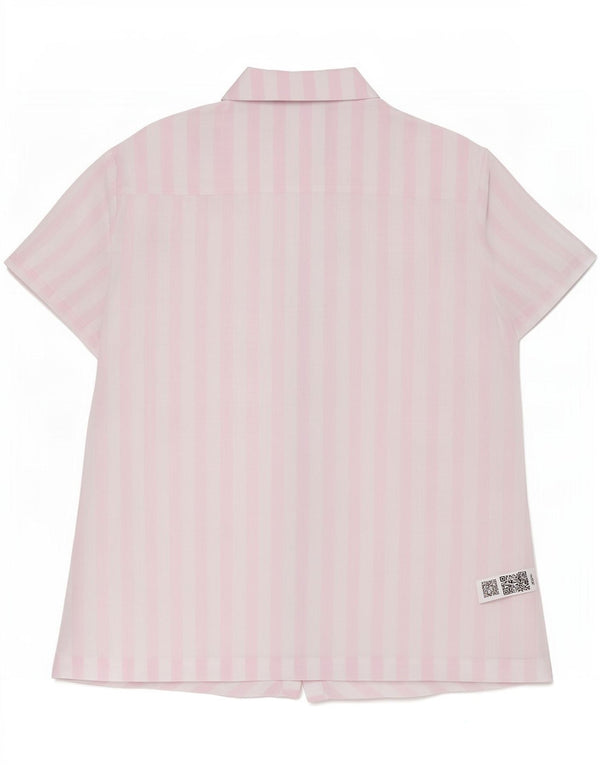 Marks & Spencer Womens Short Sleeve Shirt UK 12 Medium White Striped