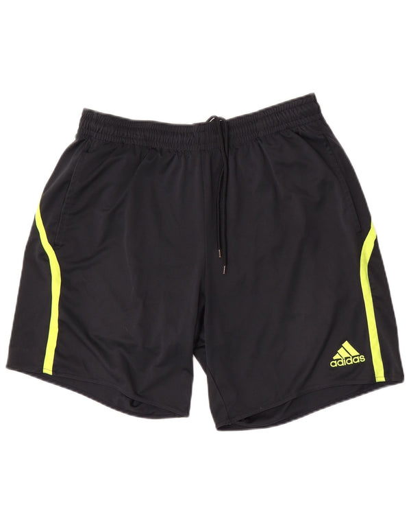 Pantaloncini sportivi Adidas Climacool da uomo grandi in poliestere color block nero