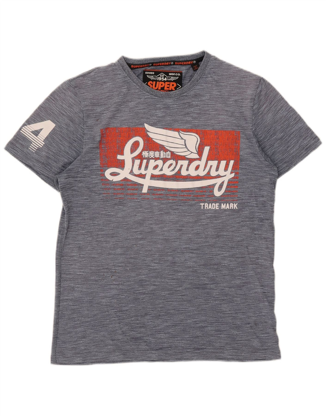T-shirt grafica da uomo Superdry Top grande in poliestere chiazzato grigio