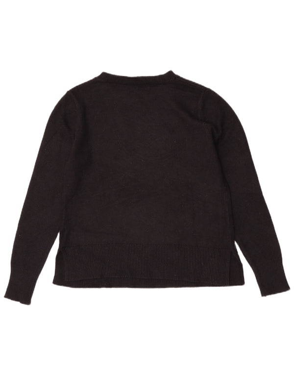 Maglione maglione con scollo a barca da donna Oasis UK 12 Viscosa floreale nera media