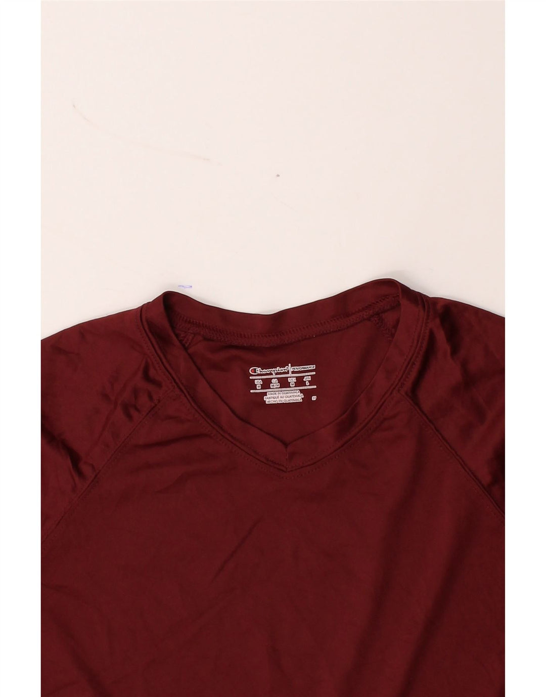 CHAMPION Womens T-Shirt Top UK 14 Medium Maroon Polyester Vintage Champion and Second-Hand Champion from Messina Hembry 