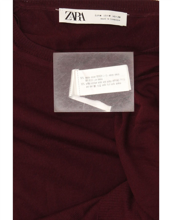 Maglione Zara da donna con scollo a barca UK 14 Viscosa marrone medio medio