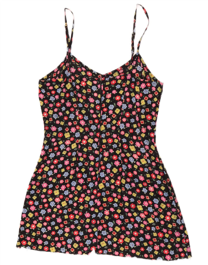 Abito sottoveste da donna Benetton UK 12 medio nero floreale