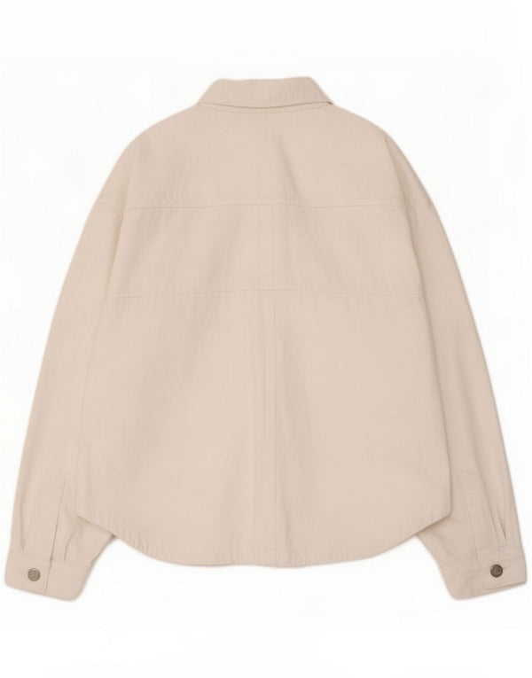 Zara Giacca di jeans oversize da donna UK 18 XL Cotone bianco