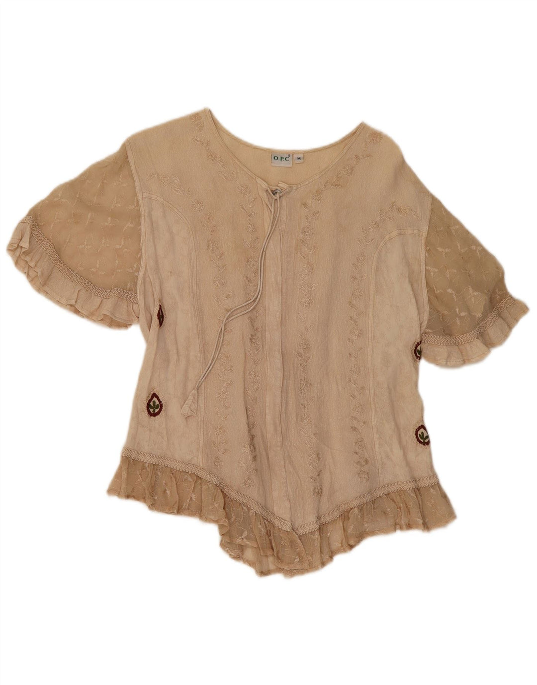 Top camicetta da donna O.P.C UK 14 Viscosa floreale beige medio