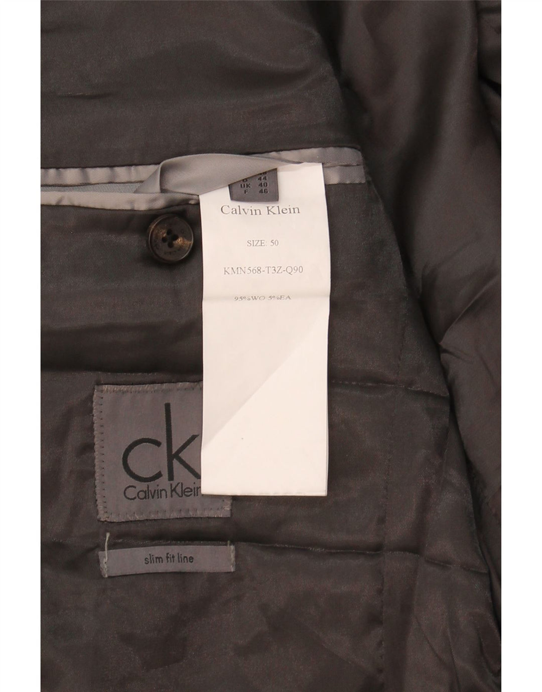 CALVIN KLEIN Mens Slim Fit 2 Button Blazer Jacket UK 40 Large Grey Wool