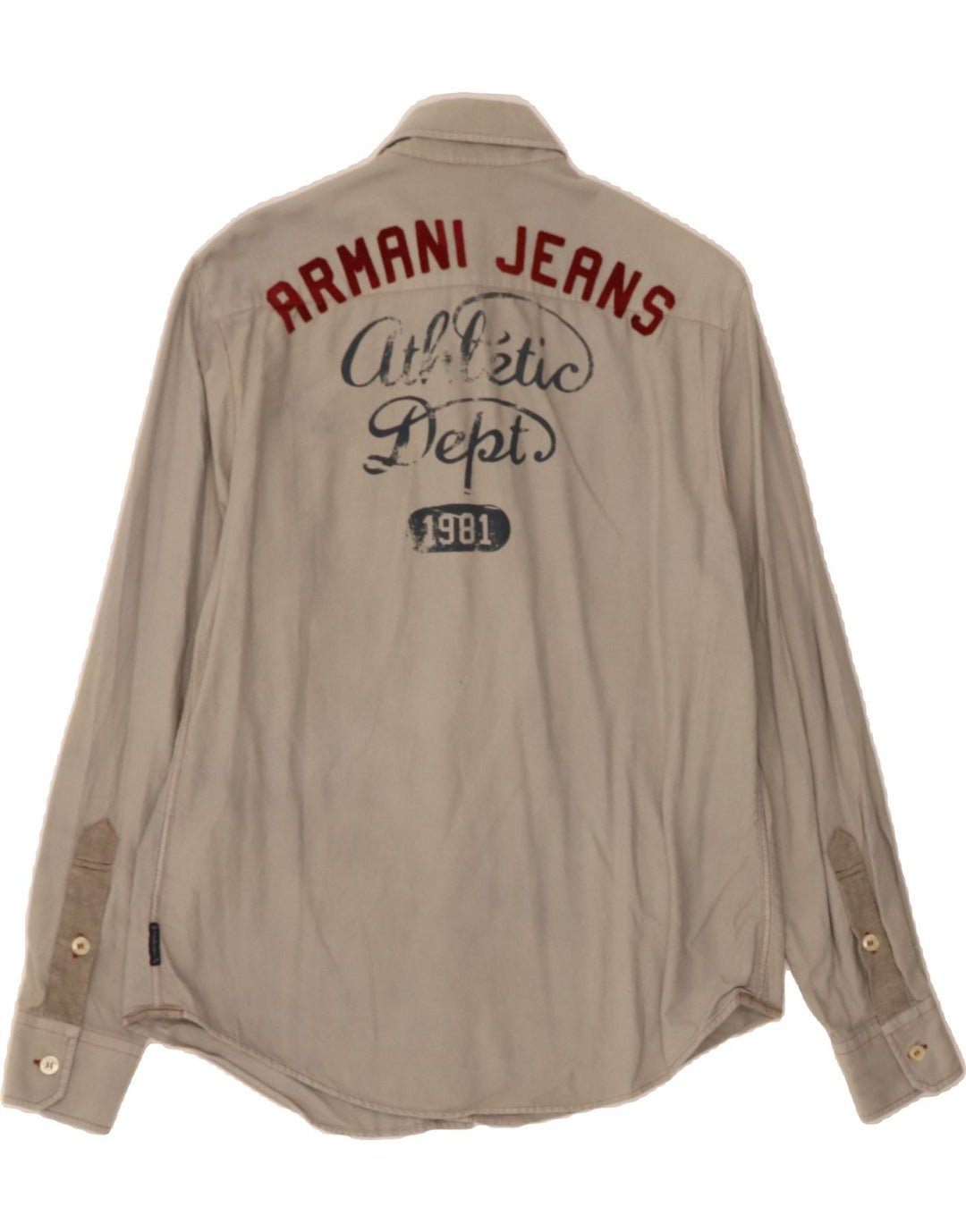 ARMANI JEANS Mens Graphic Shirt Small Grey Cotton Vintage Armani Jeans and Second-Hand Armani Jeans from Messina Hembry 