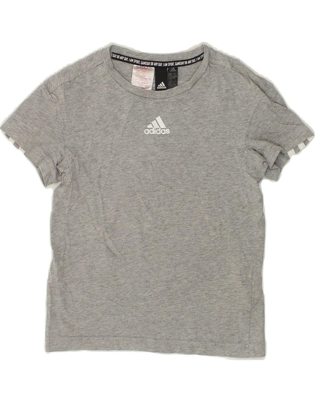 ADIDAS Girls T-Shirt Top 7-8 Years Grey Cotton | Vintage Adidas | Thrift | Second-Hand Adidas | Used Clothing | Messina Hembry 