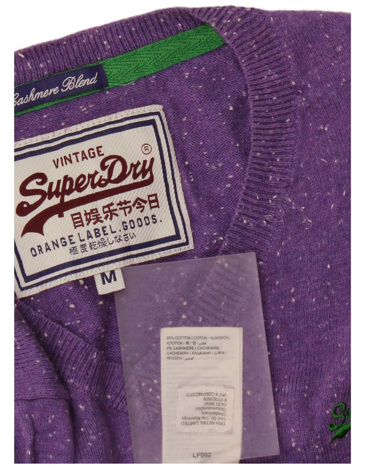 Maglione da uomo con scollo a V Superdry in cotone screziato viola medio
