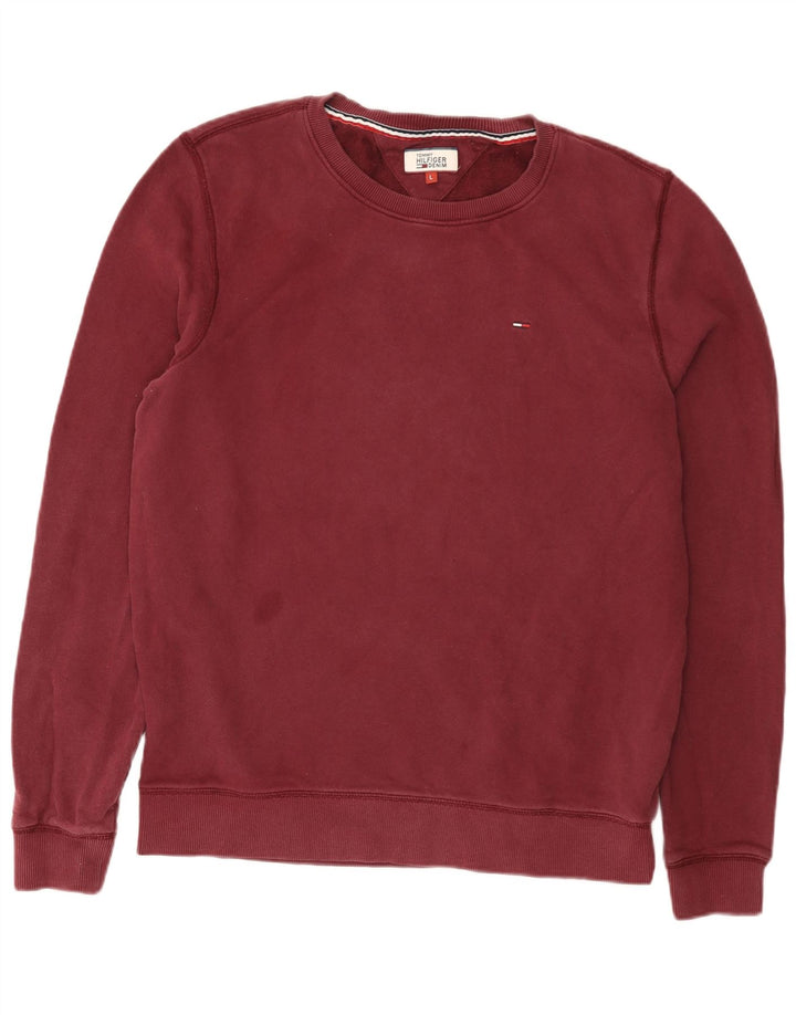 Tommy Hilfiger Uomo Felpa Maglione Grande Borgogna Cotone