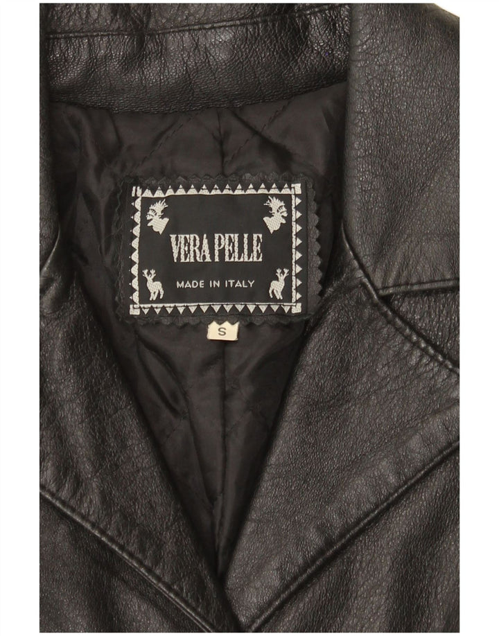 Giacca in pelle da donna vintage UK 8 piccola in pelle nera