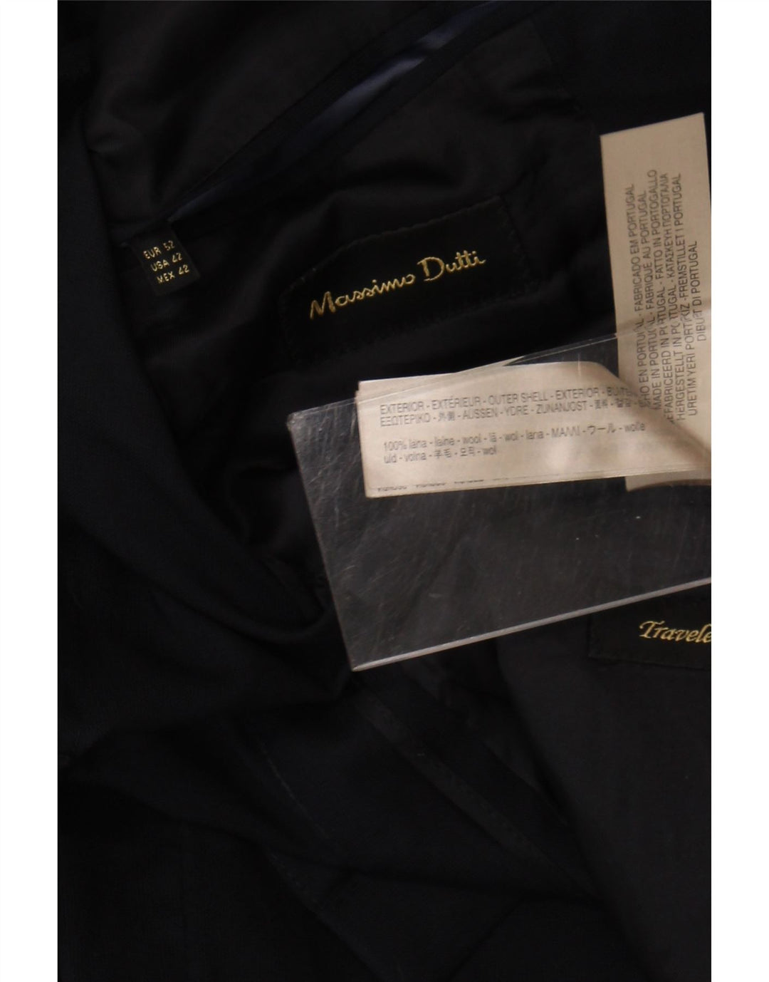 Giacca blazer da uomo a 2 bottoni Massimo Dutti EU 52 Large in lana blu navy