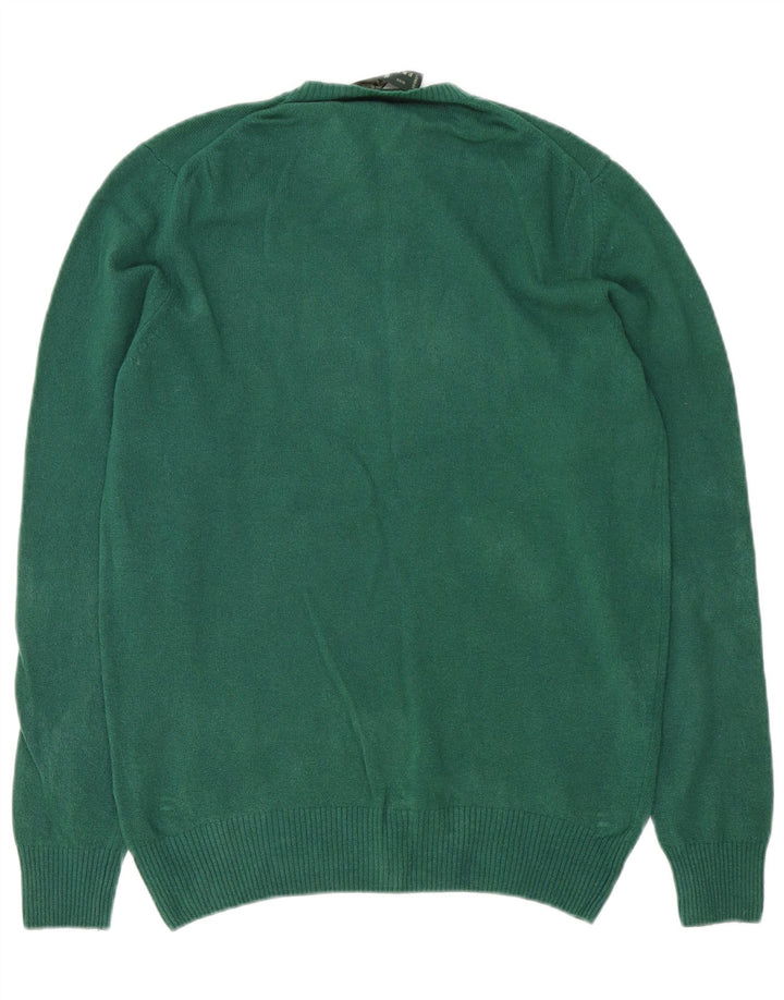 Maglione maglione girocollo da uomo Fred Perry in lana verde medio