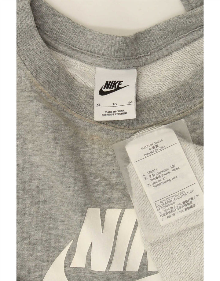 Felpa oversize con grafica Nike da donna UK 18 XL grigio chiazzato
