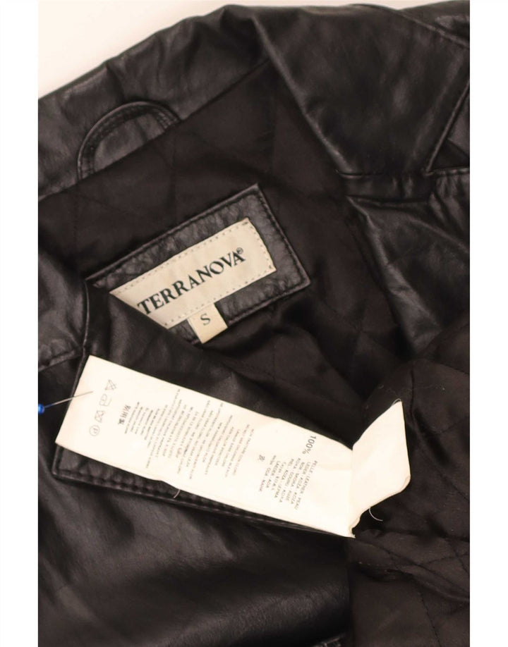 Giacca blazer in pelle da donna a 2 bottoni Terranova UK 10 piccola nera