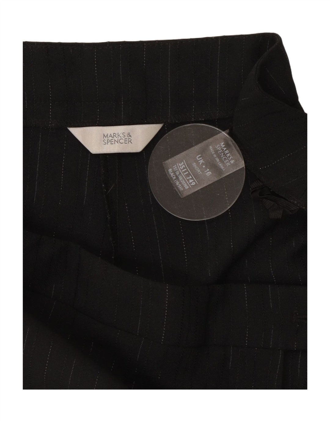 Pantaloni da abito da donna Marks & Spencer UK 16 Large W34 L28 Gessato nero