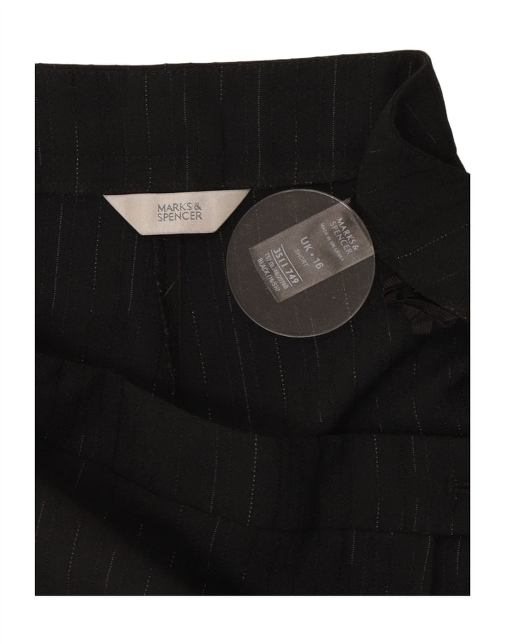 Pantaloni da abito da donna Marks & Spencer UK 16 Large W34 L28 Gessato nero