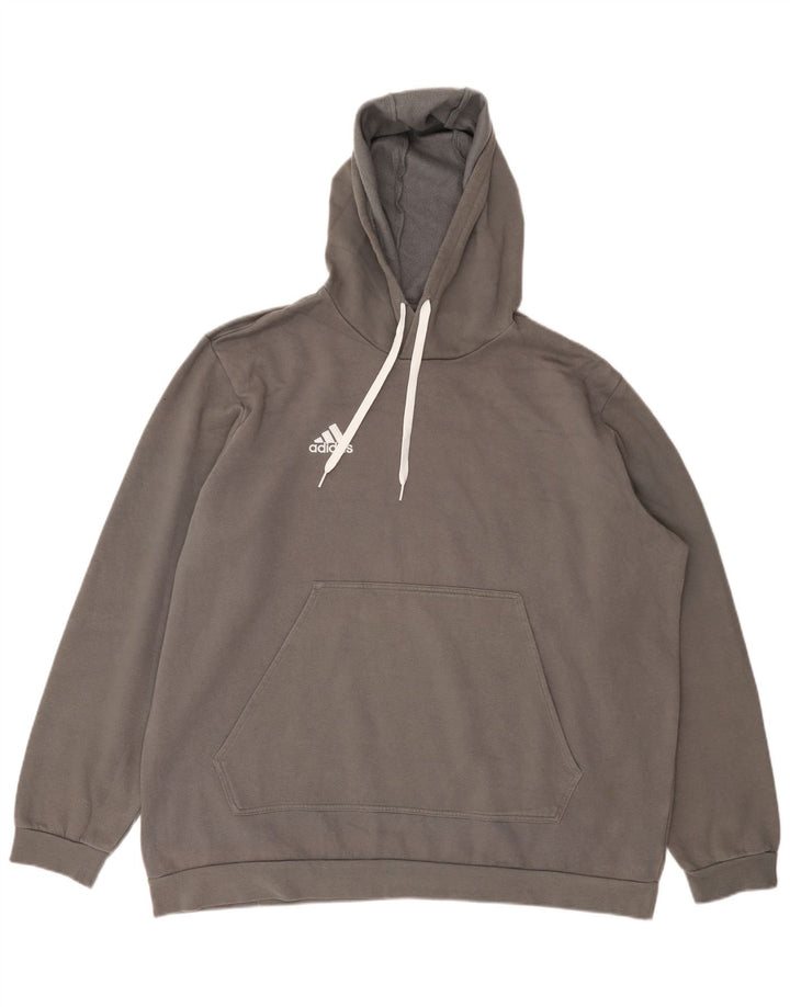 Felpa con cappuccio da uomo Adidas 2XL in cotone grigio
