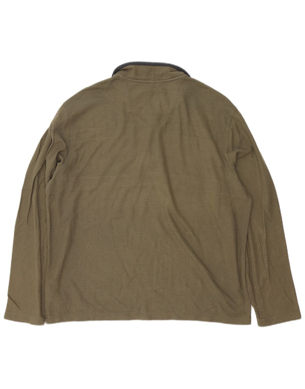 Calvin Klein - Top da uomo con zip e collo a maniche lunghe 2XL in cotone color block kaki