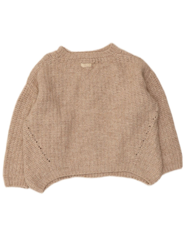 Gas Maglione da donna corto con scollo a barca oversize UK 10 piccolo Beige
