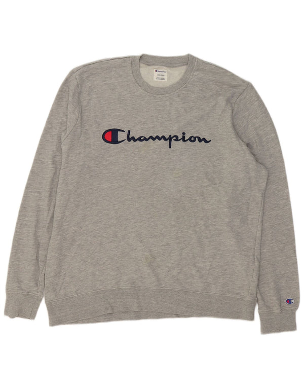 Felpa grafica da uomo Champion Jumper 2XL Cotone chiazzato grigio