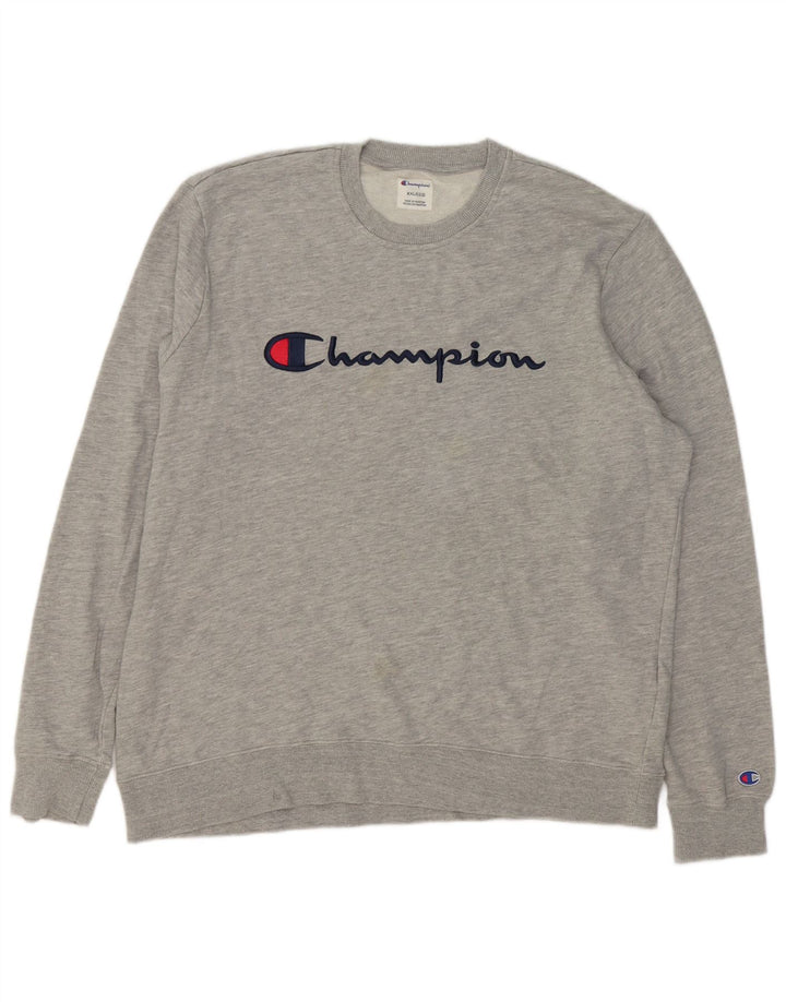 Felpa grafica da uomo Champion Jumper 2XL Cotone chiazzato grigio