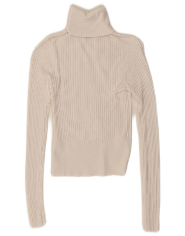 Top Zara da donna con collo alto e camicetta corta UK 8 Small in viscosa bianca