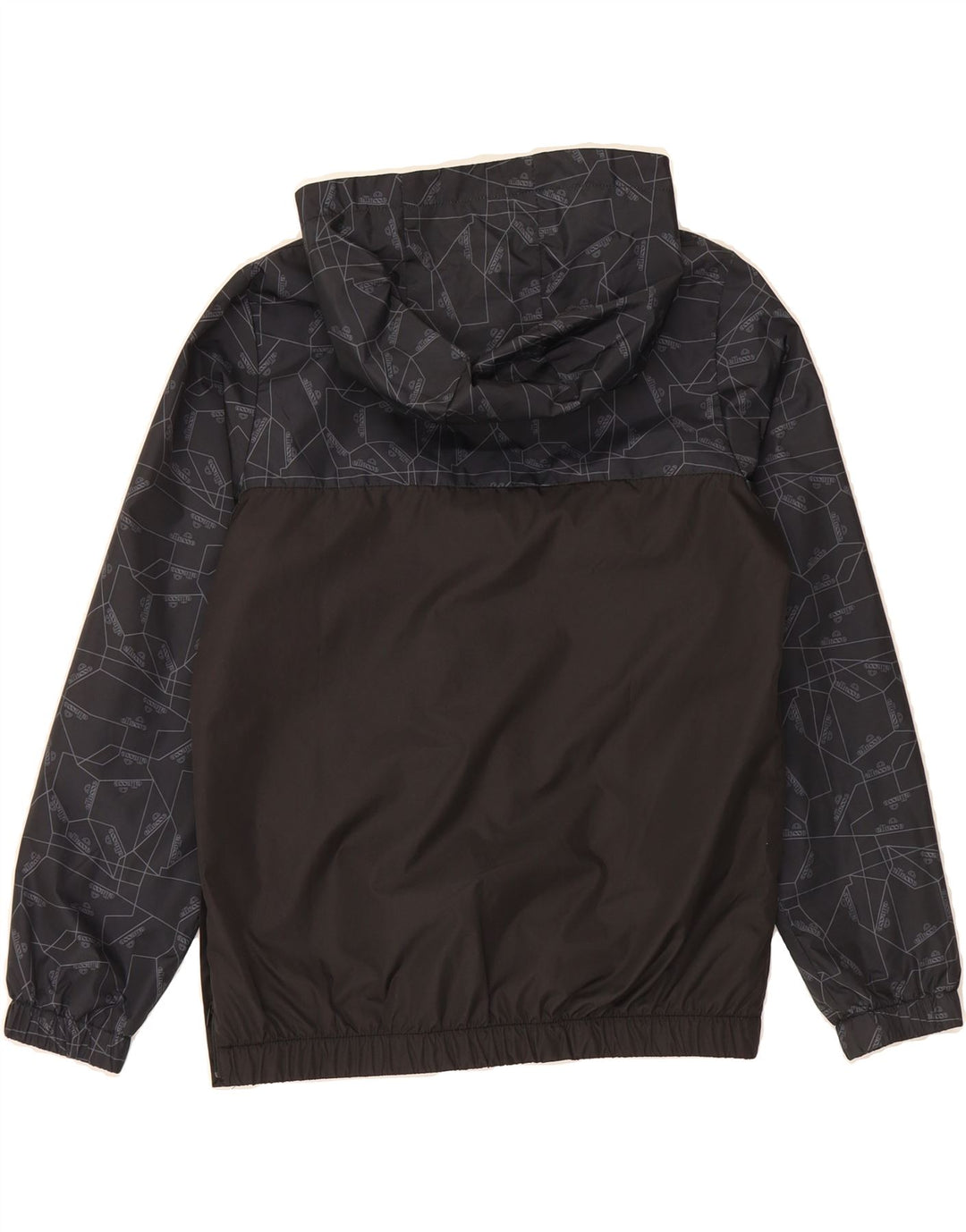 ELLESSE Boys Hooded Pullover Rain Jacket 12-13 Years Black Colourblock Vintage Ellesse and Second-Hand Ellesse from Messina Hembry 