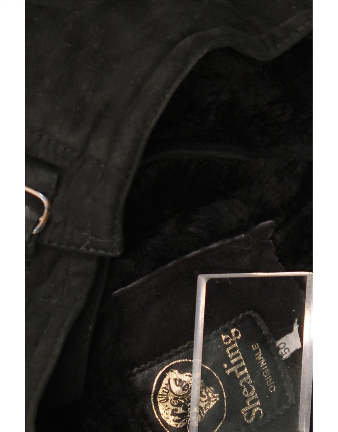 Giacca in shearling vintage da uomo IT 50 grande in shearling nero