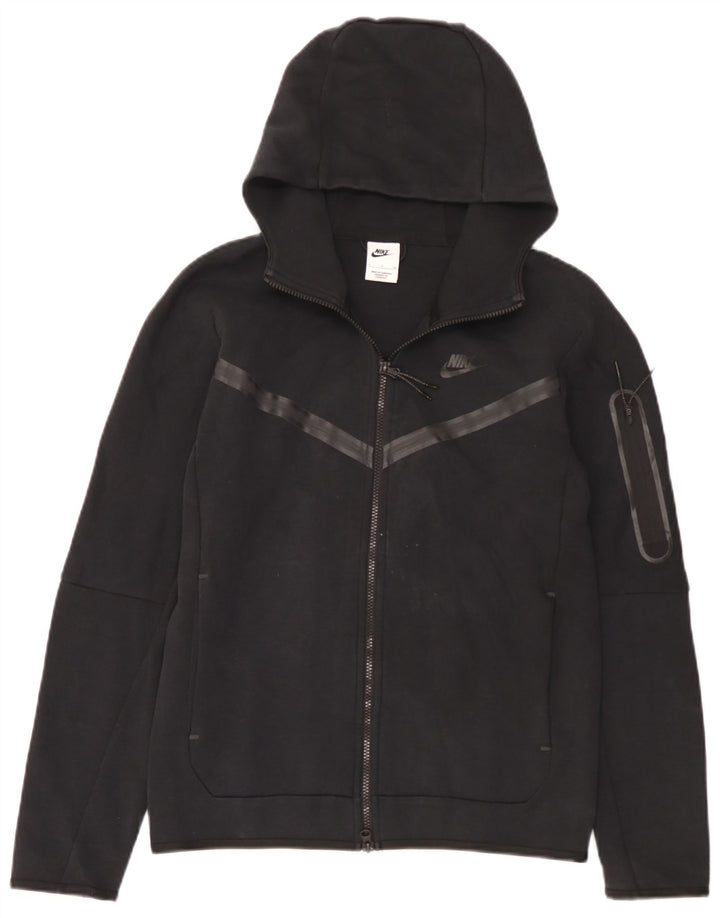 Felpa con cappuccio e zip Nike da uomo piccola in cotone nero