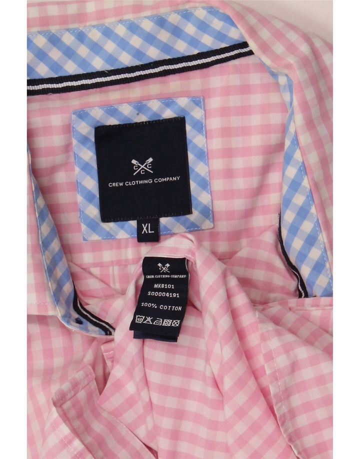 J. CREW Camicia a maniche corte da uomo XL in cotone a quadretti rosa