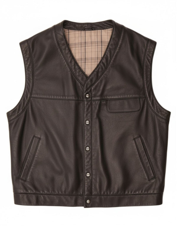 Gilet in pelle da uomo vintage UK 40 grande in pelle nera