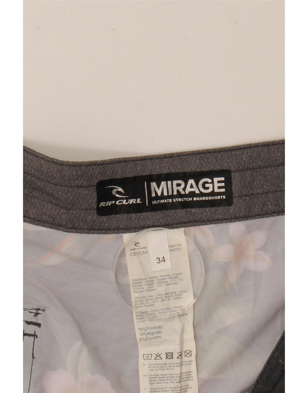 Pantaloncini da bagno da uomo Rip Curl Mirage di grandi dimensioni in poliestere floreale grigio