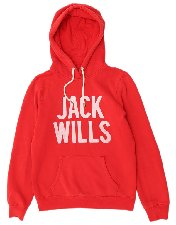 Maglione con cappuccio ampio grafico da donna Jack Wills UK 10 piccolo cotone rosso