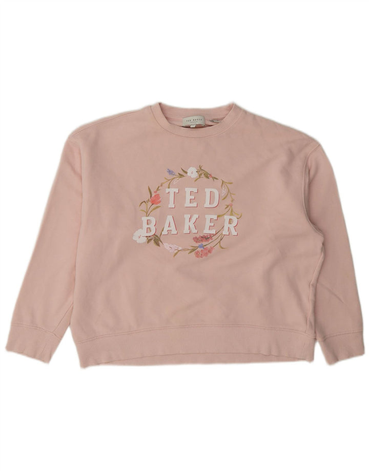 Felpa oversize con grafica da donna Ted Baker, taglia 2 piccola, rosa