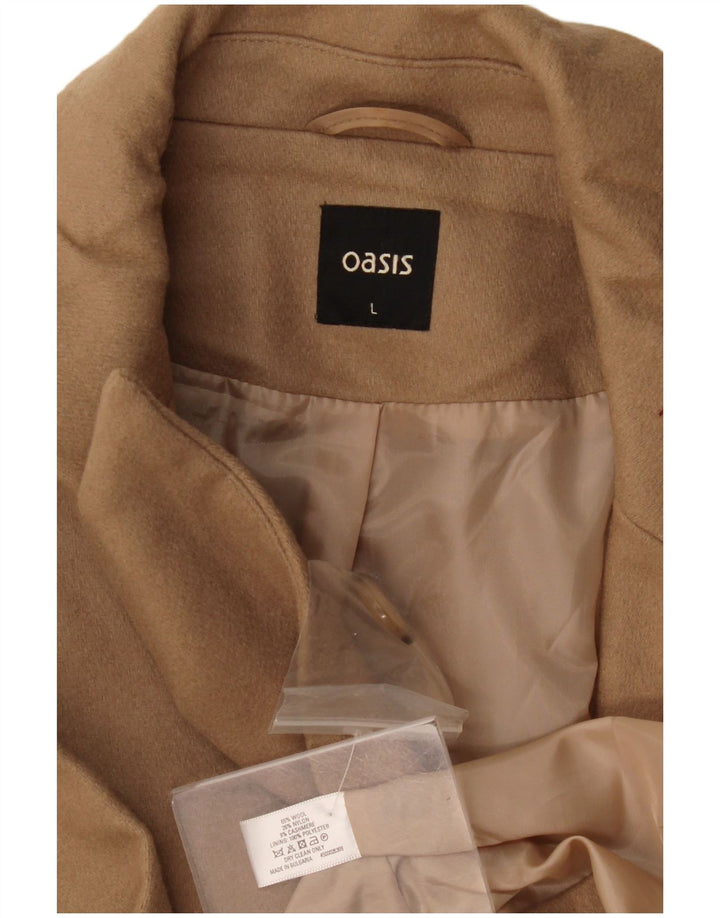 Cappotto doppiopetto da donna Oasis UK 16 Large Beige Lana