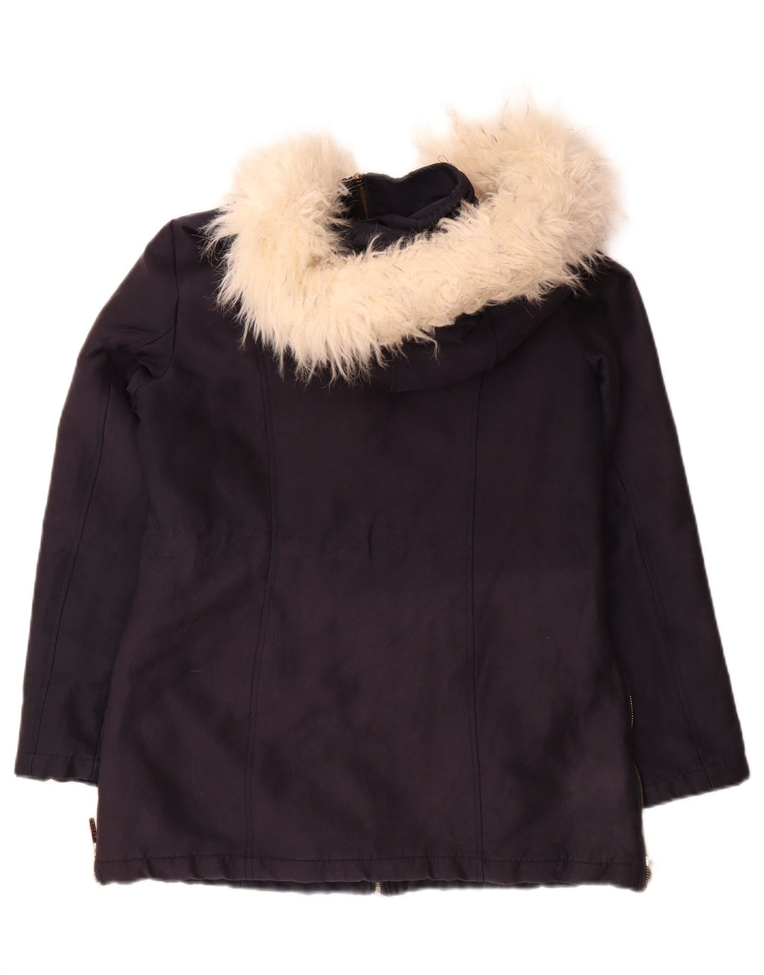 LIPSY Womens Hooded Parka Jacket UK 12 Medium Navy Blue Polyester Vintage Lipsy and Second-Hand Lipsy from Messina Hembry 