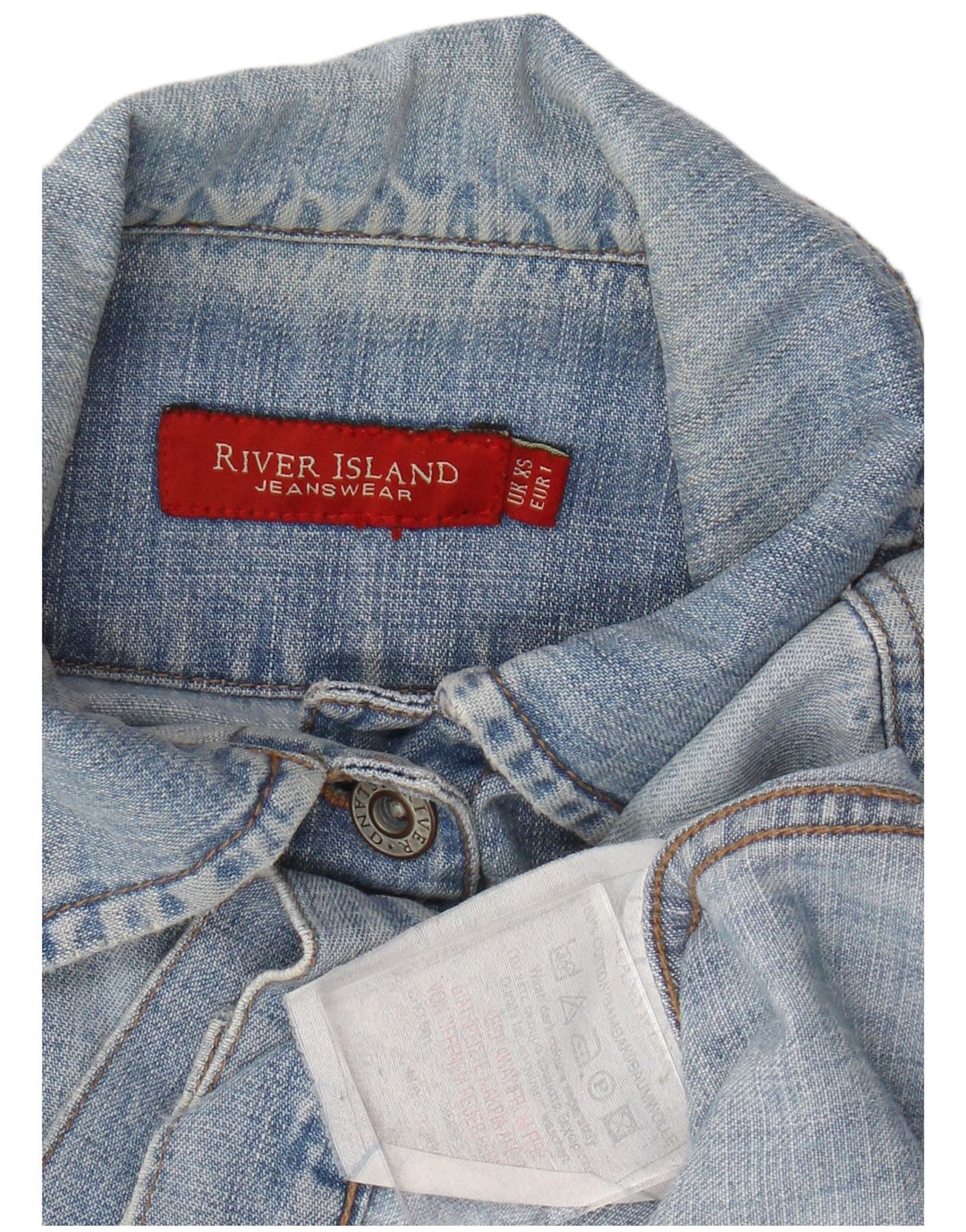 Giacca di jeans da donna River Island UK 6 XS blu cotone