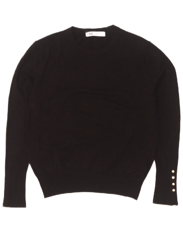 Maglione maglione girocollo da donna Zara UK 14 XL viscosa nera