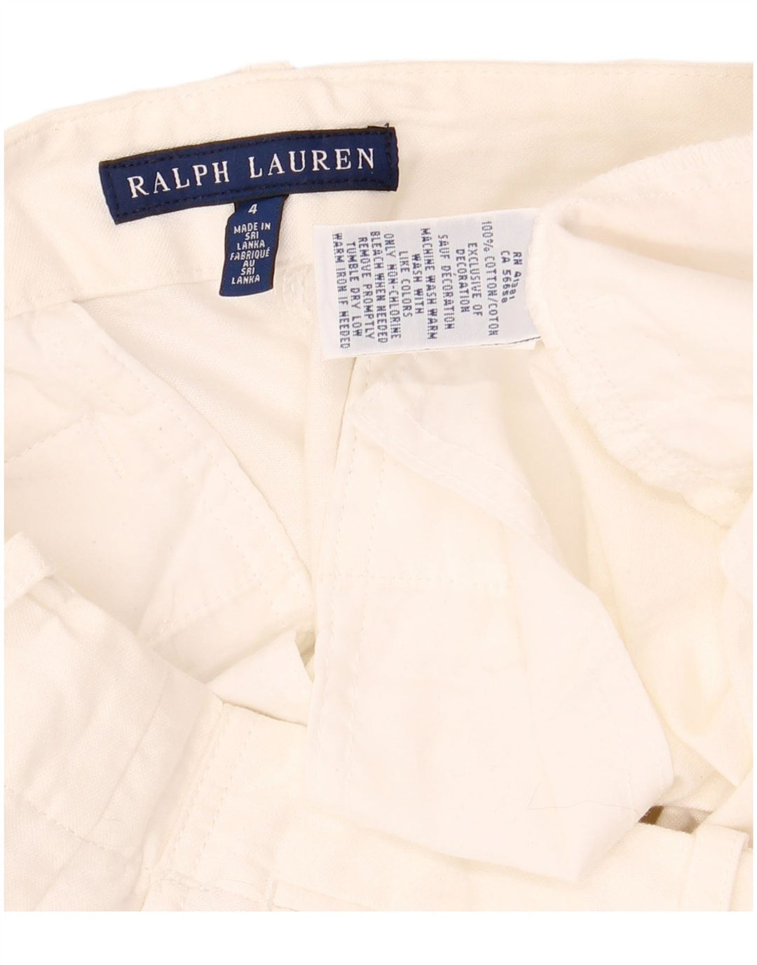 Pantaloncini chino da donna Ralph Lauren US4 Small W30 cotone bianco
