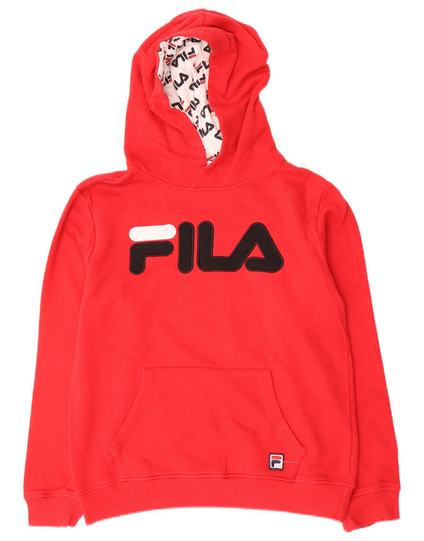 Felpa con cappuccio grafica da ragazzo Fila 14-15 anni XL in cotone rosso