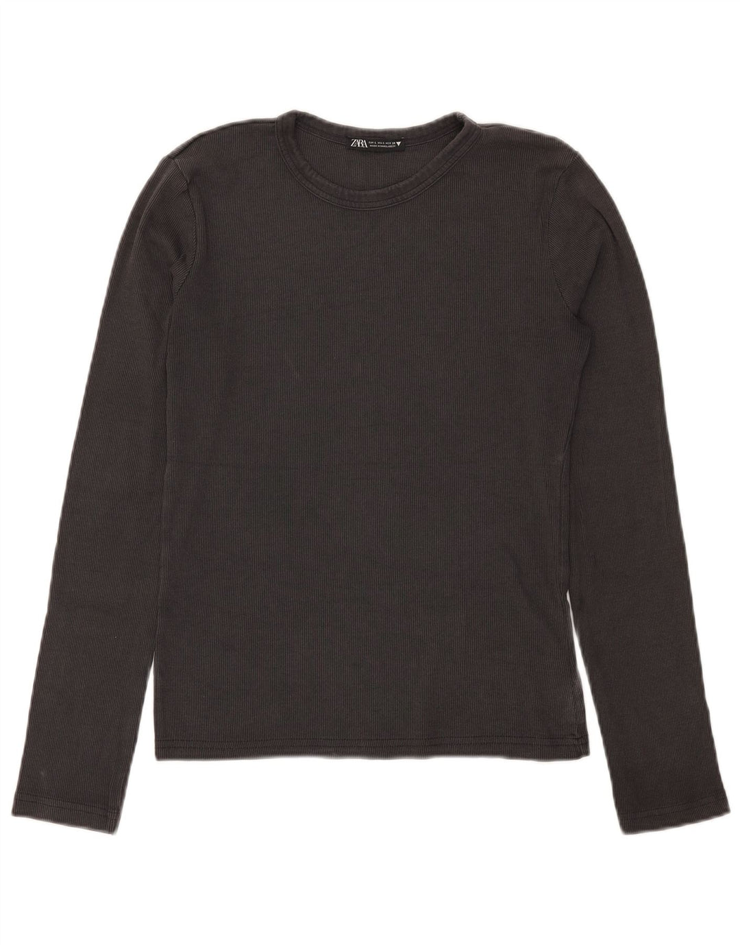 Top Zara da donna a maniche lunghe UK 14 grande cotone grigio