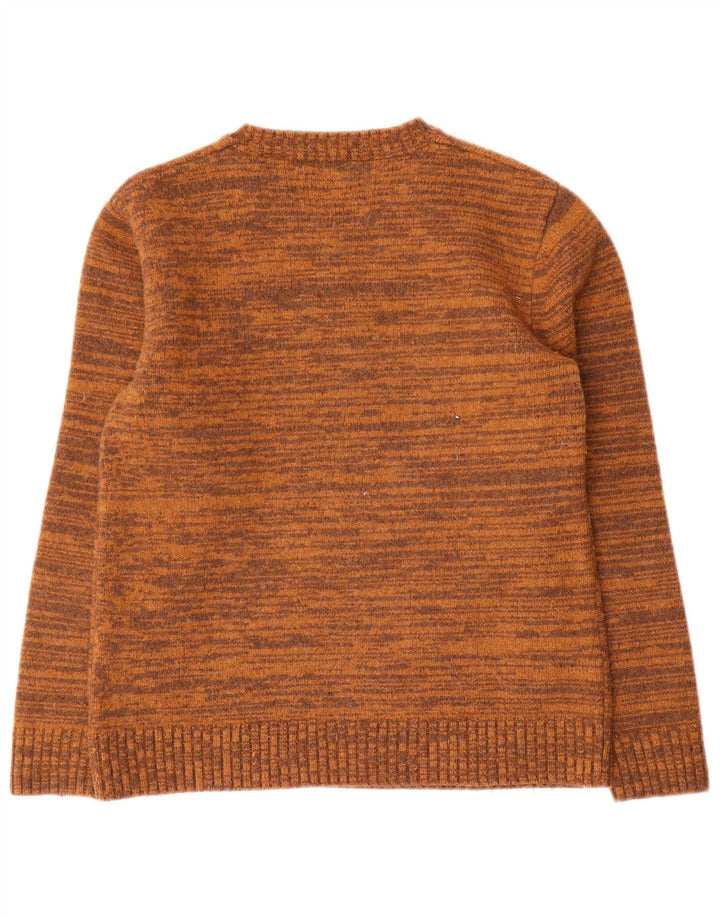 Maglione maglione girocollo da donna Levi's UK 12 Lana screziata marrone medio