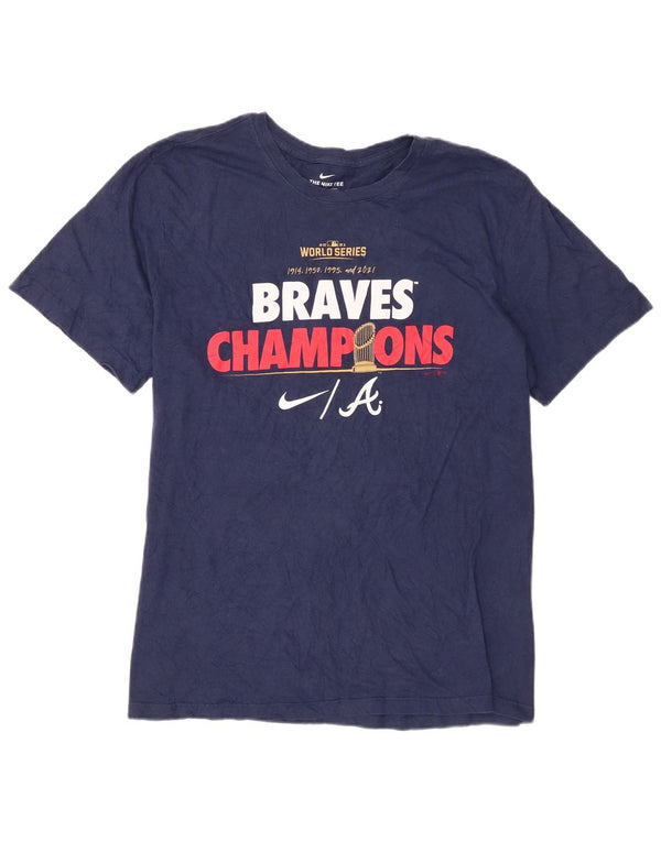 T-shirt grafica Nike Braves Champions da uomo XL in cotone blu navy
