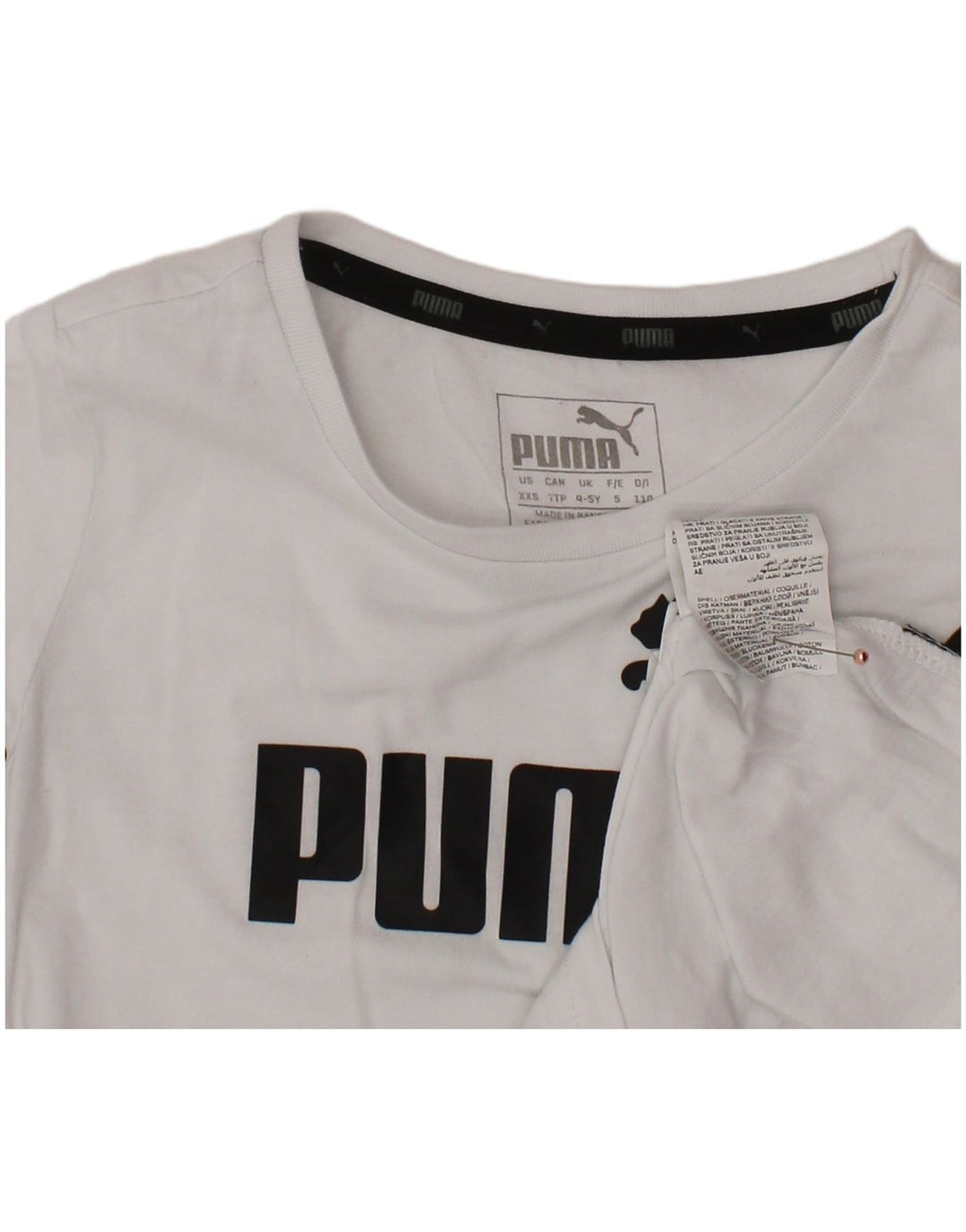 Maglietta grafica PUMA per ragazzi 4-5 anni in cotone bianco