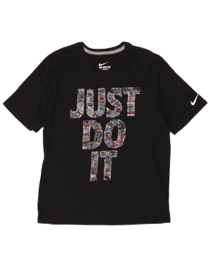 T-shirt grafica NIKE da donna con taglio atletico, taglia UK 12, cotone nero medio